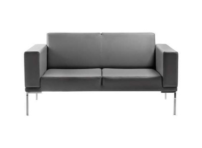 Gray office style 2-seater designer upholstered sofa imitation leather couches 2-seater